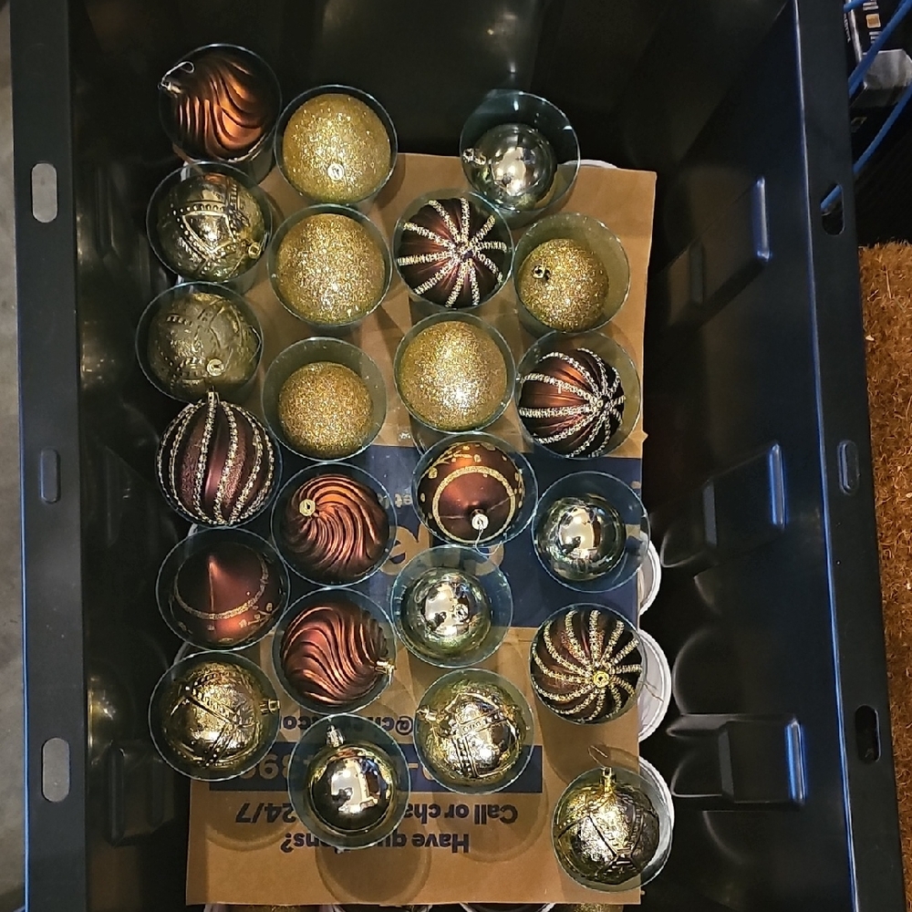 Elegant Gold and Brown Holiday Ornaments Set